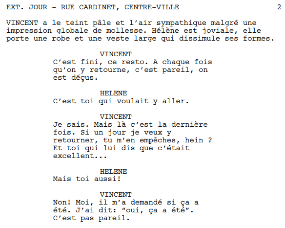 Comment j'ai réalisé mon premier court-métrage 3 Exemple de scénario
