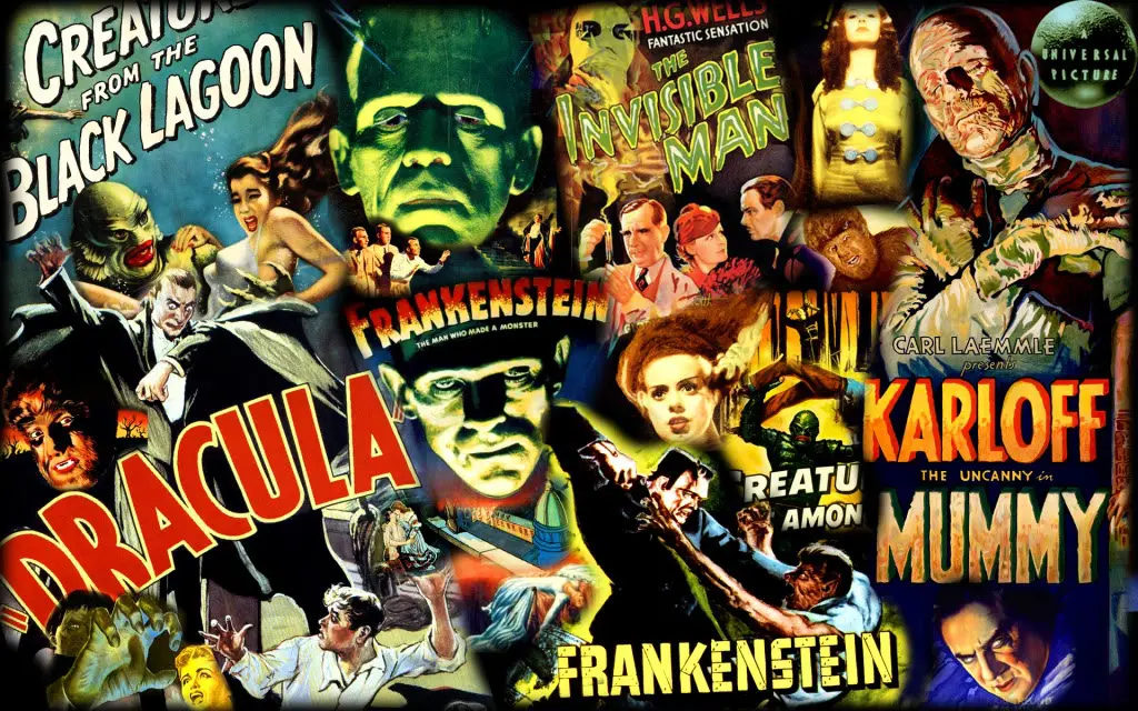 Origines et histoire du cinéma de genre 1ère partie (1895-1969) 7 Affiches de films de classics monsters.